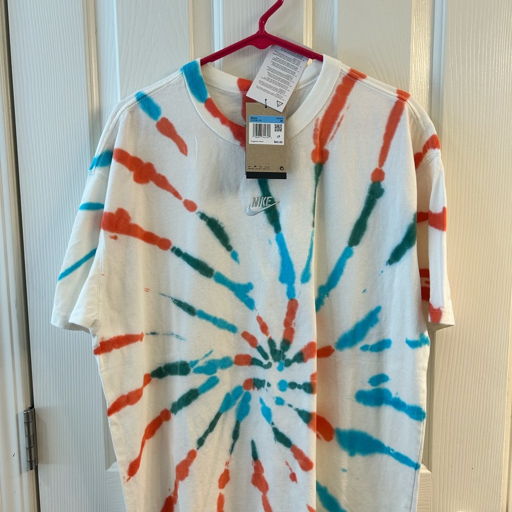 Nike Spiral Tie-Dye Tee in Orange and Green